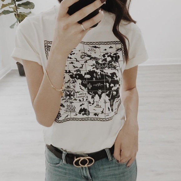 & Other Stories Tops - & Other Stories Crop tee shirt world map print